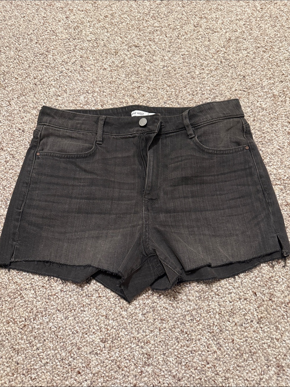 Nine West Washed Black Raw-Hem Denim Shorts